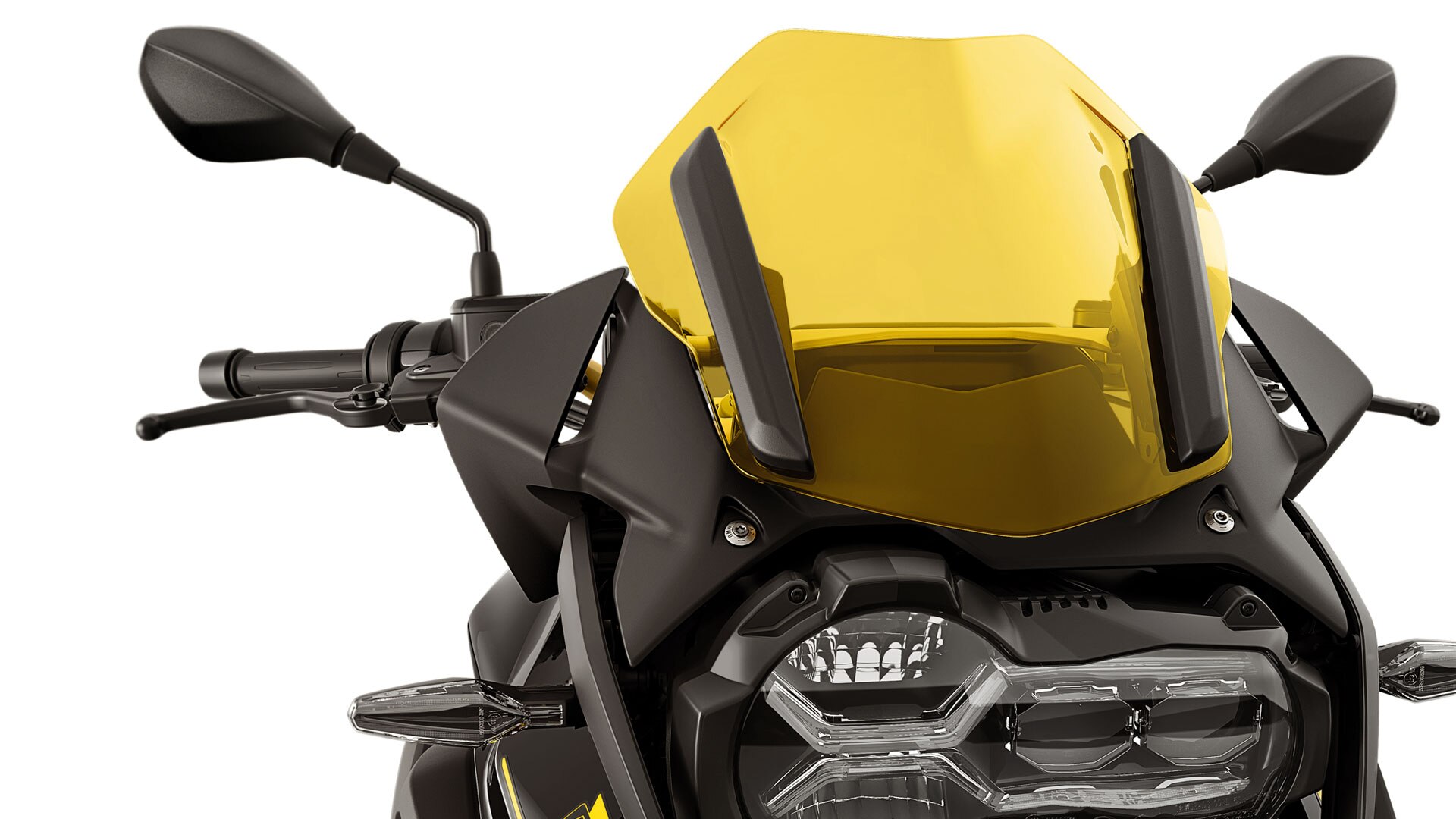 Vemos el parabrisas deportivo en amarillo en la edición 40 Years GS.